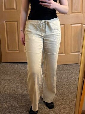 London Jean 100% Linen Drawstring Pants